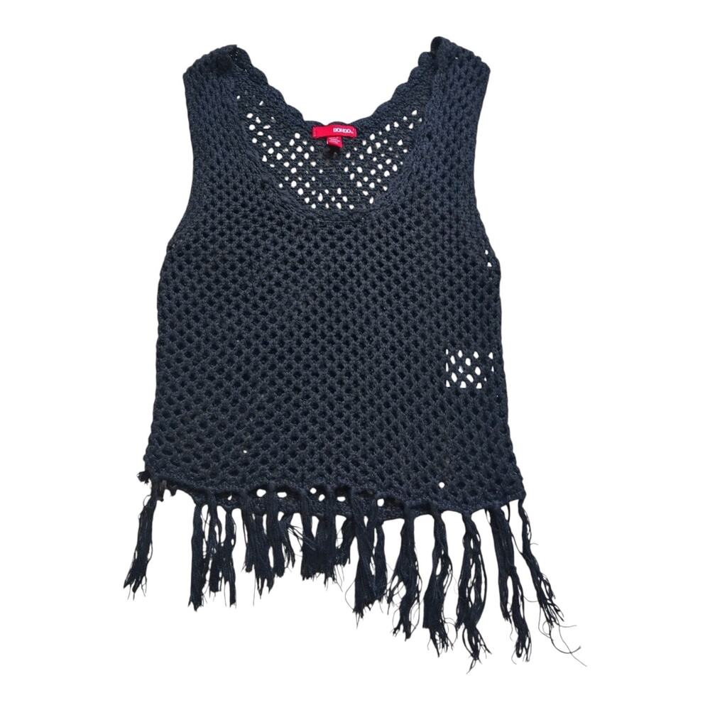Juniors Vintage Bongo Crochet Tank, Black, Small, Vintage